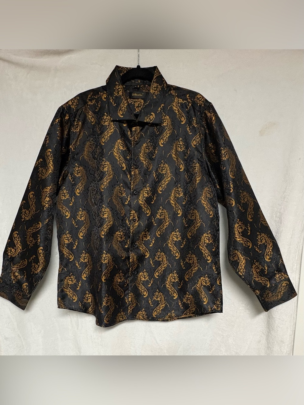 Diba Black Silk /Poly Shirt Jacket with Gold Paisley
